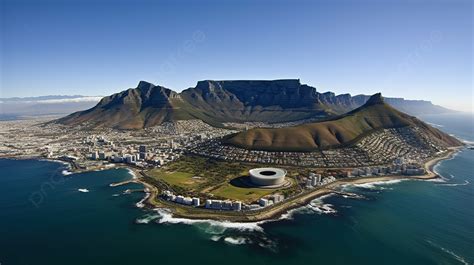 An Aerial Shot Of Cape Town And Table Mountain Background, Cape Town ...