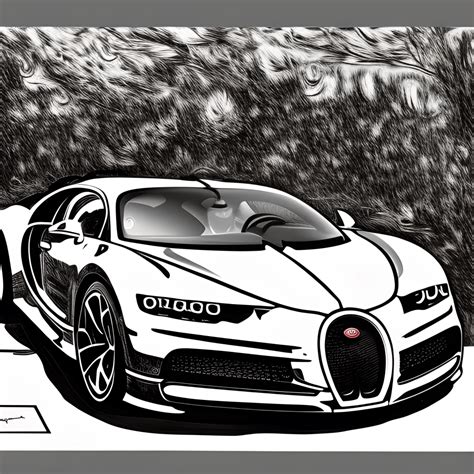 Digitale grafische kleurplaat zwart-wit Bugatti Chiron Painting ...