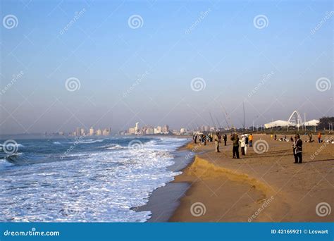 Many Early Morning Fishermen Fishing on Beach Editorial Photo - Image ...