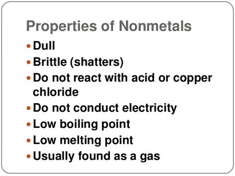 Properties of metals and nonmetals