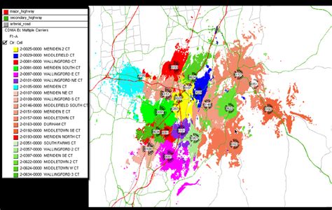 Cell Tower Coverage map example. Overlapping blobs. Also look at how ...