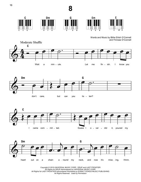 Billie Eilish "8" Sheet Music | Download Printable Pop PDF Score | How ...