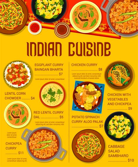 Indian food restaurant meals menu page template 10883598 Vector Art at ...