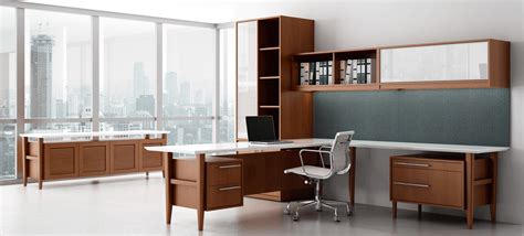 Retro Modern Wood Private Office Desk - Ambience Doré