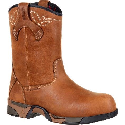 Rocky Women's Aztec Brown Pull-on Composite Toe Waterproof Work Boot ...