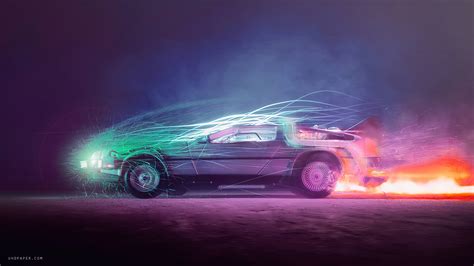 Back to the Future DeLorean Car 4K #5200f Wallpaper PC Desktop