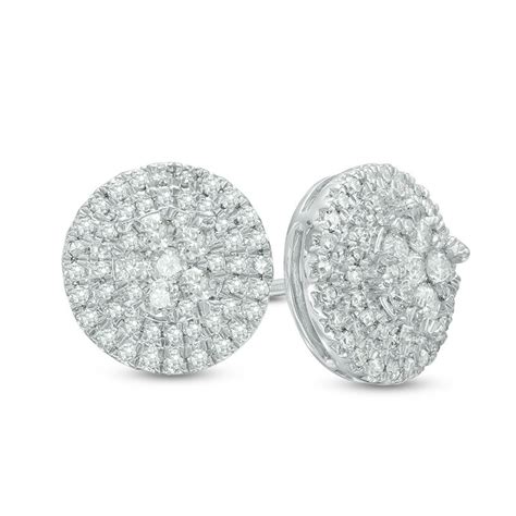 1/2 CT. T.W. Diamond Composite Frame Stud Earrings in 10K White Gold ...