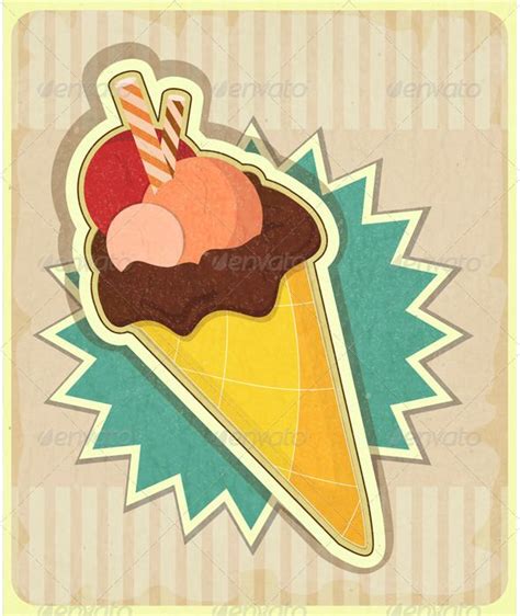 Ice Cream on Retro Background | Retro background, Ice cream, Vintage cards