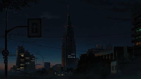 Online crop | HD wallpaper: anime, night, urban, landscape, sky, city ...