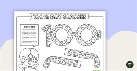 100 Days at School Glasses Template Teaching Resource | Teach Starter