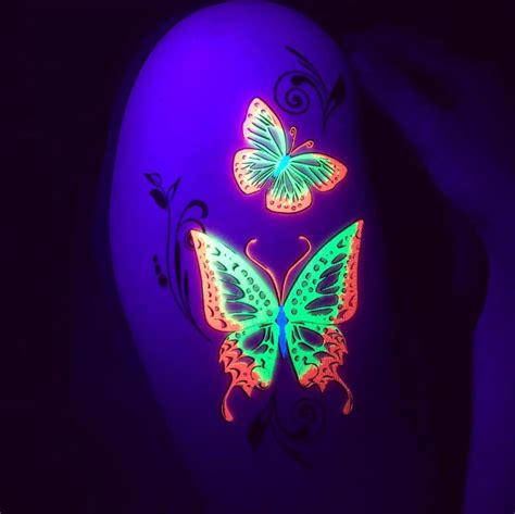 Glow Butterflies in the dark Neon Tattoo | Neon tattoo, Black light ...