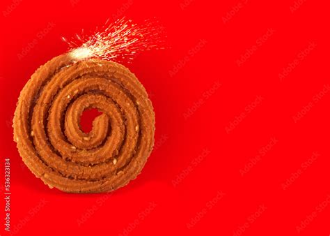 Happy Diwali, a creative representation of diwali food chakli in the ...