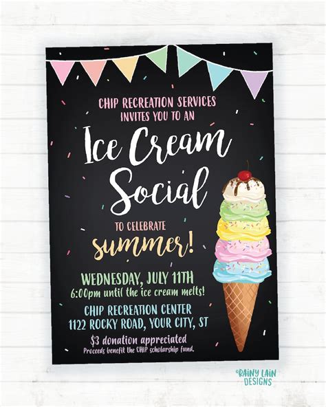 Ice Cream Social Invitation Ice Cream Social Flyer - Etsy