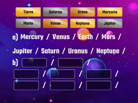 Planets - In order of their distance outwards from the Sun - Missing word