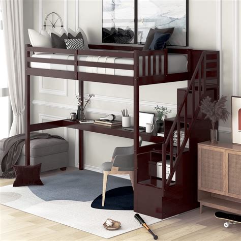 Buy Harper & Bright Designs Twin Size Loft Bed with Stairs and Desk ...