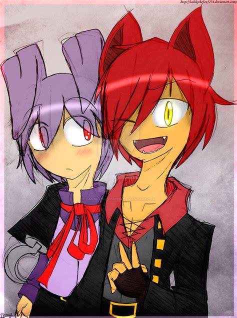 FNaF - Foxy and Bonnie (colored) by tailslythefox1234 on DeviantArt