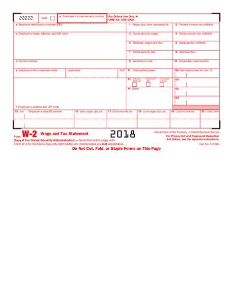 IRS W-2 Tax Form - Free Printable & Fillable Online Blank for 2018 ...