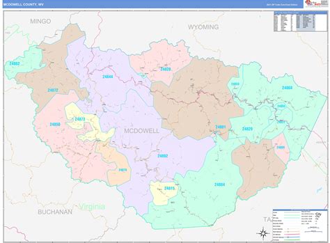 McDowell County, WV Wall Map Color Cast Style by MarketMAPS - MapSales.com