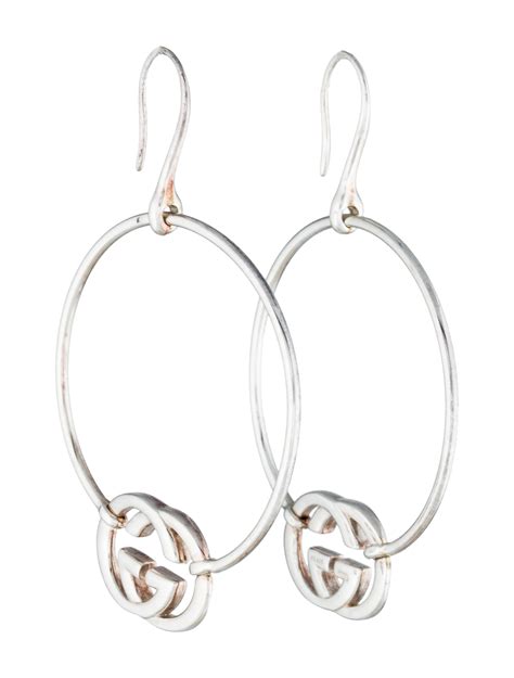 Gucci Britt GG Hoop Earrings - Silver, Sterling Silver Hoop, Earrings ...