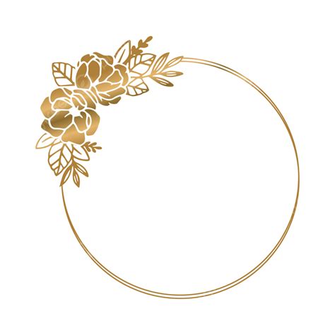 Golden Circle Frame With Floral Luxury Ornament Design, Golden Circle ...