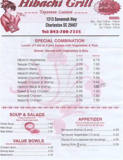 Hibachi Grill Menu, Menu for Hibachi Grill, West Ashley, Charleston ...