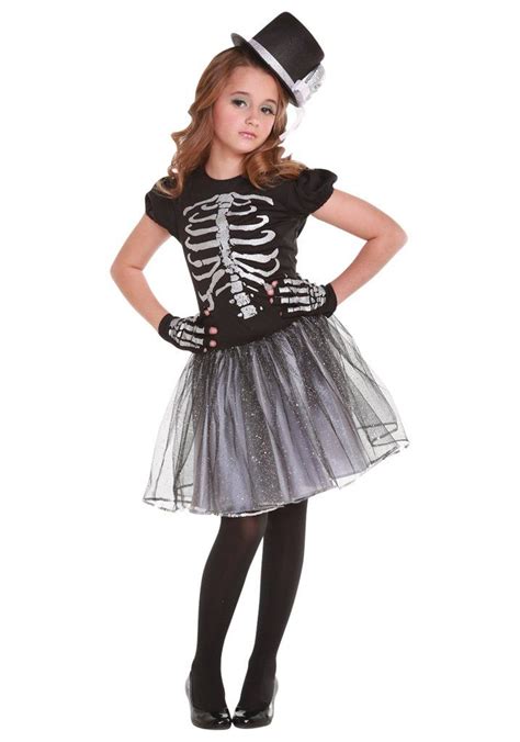 Halloween Costume Girl - Skeleton Dress, Gloves and Top Hat | Cute girl ...