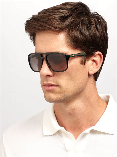 Gucci Acetate Aviator Sunglasses in Black for Men | Lyst