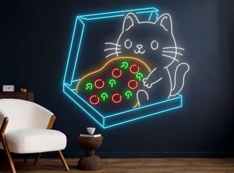 Cat in Pizza Box Neon Sign Cat Pizza LED Sign Pizza Decor - Etsy