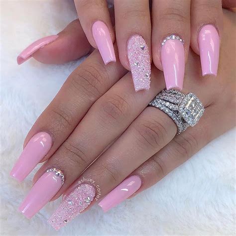 Pink Nails With One Glitter - Paint a slightly broader french tip with ...