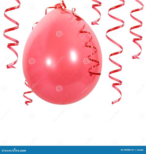 Red balloon and streamers stock image. Image of occasion - 20980141