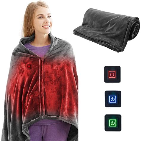 Herrnalise Battery Operated Heated Blanket Portable,Cordless USB Heated ...