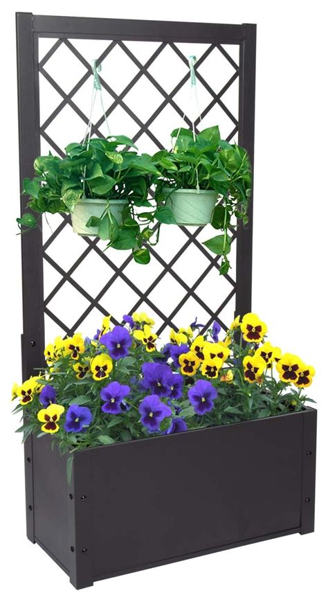 saney Planter with Trellis - Metal Planter Boxes Outdoor, Raised Garden ...