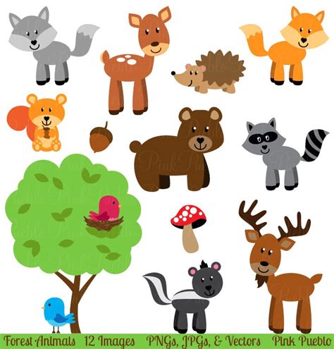 Forest Animal Clip Art Forest Animals Clipart Woodland - Etsy