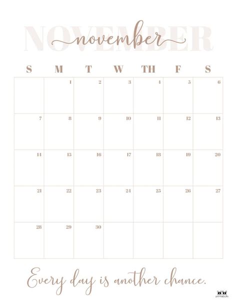 a november calendar with gold foil lettering