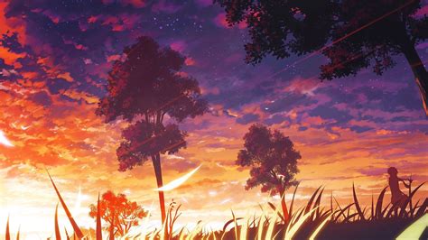 Download Illuminated Sunset Aesthetic Anime Scenery Wallpaper ...