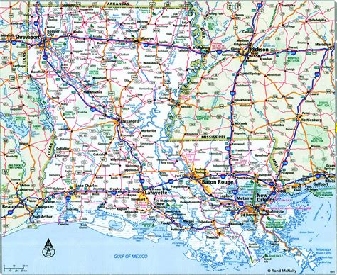 Louisiana interstate highway map I-10 I-12 I-20 I-49 I-55 road free ...