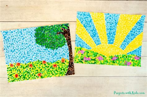 Simple Pointillism for Kids Art project - Projects with Kids