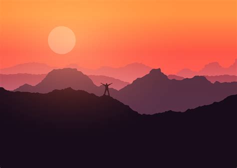 Sunset Mountain Vector Art, Icons, and Graphics for Free Download