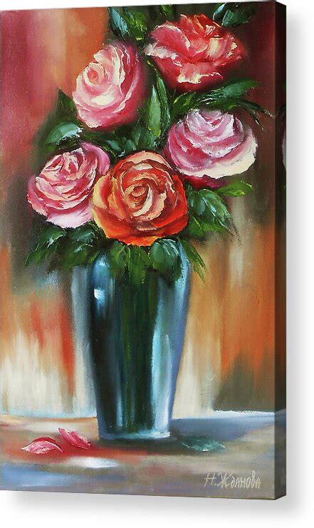 Art & Collectibles Prints Digital Prints Red Rose Oil Painting Print ...