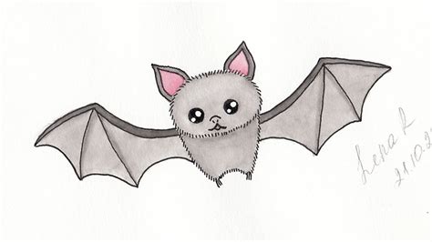 How to Draw a Cute Cartoon Bat Easy Step by Step - Halloween Drawings ...