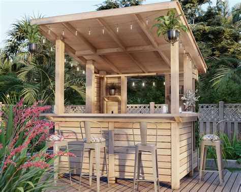 DIY outdoor bar plan with roof, walls, and seating for 5 - DIY projects ...