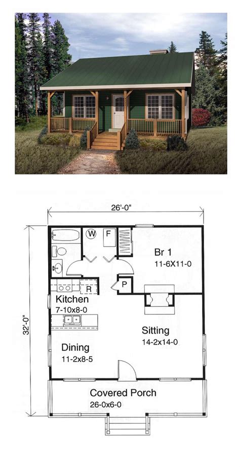 One-Story Style House Plan 49119 with 1 Bed, 1 Bath | House plans, Tiny ...