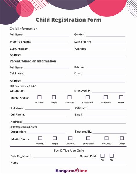 Printable Preschool Registration Form Template - Printable Calendars AT ...