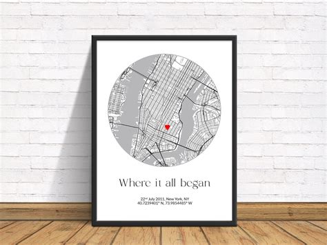 Custom Map Art, Set of 4 Personalized Map Art Prints - Cotton ...