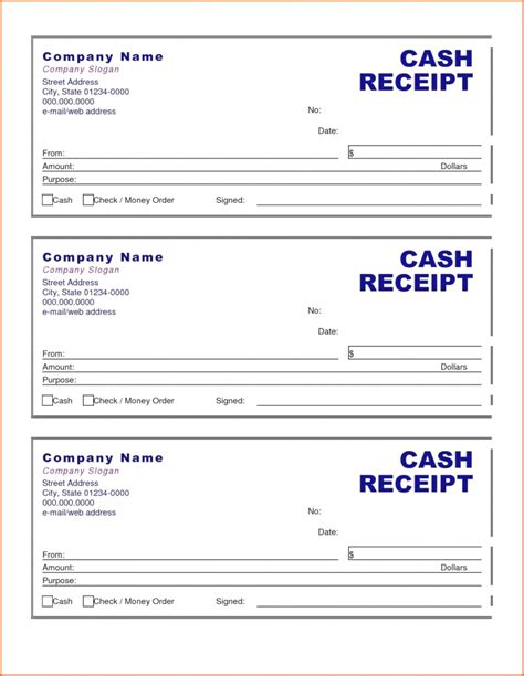 Word Cash Receipt Template | Template Business Format