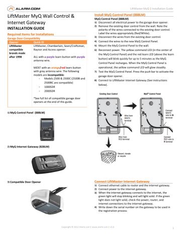 Chamberlain MyQ 888LM Installation Manual | Manualzz