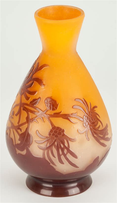 Lot 515: Galle Cameo Glass Chrysanthemum Vase | Case Auctions