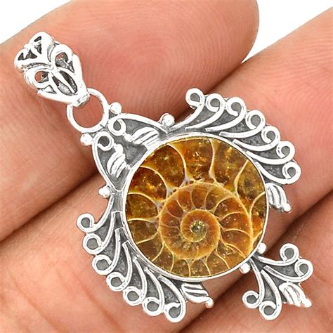 Fossil - Ammonite 925 Silver Pendant Jewelry SP220695 | eBay ...