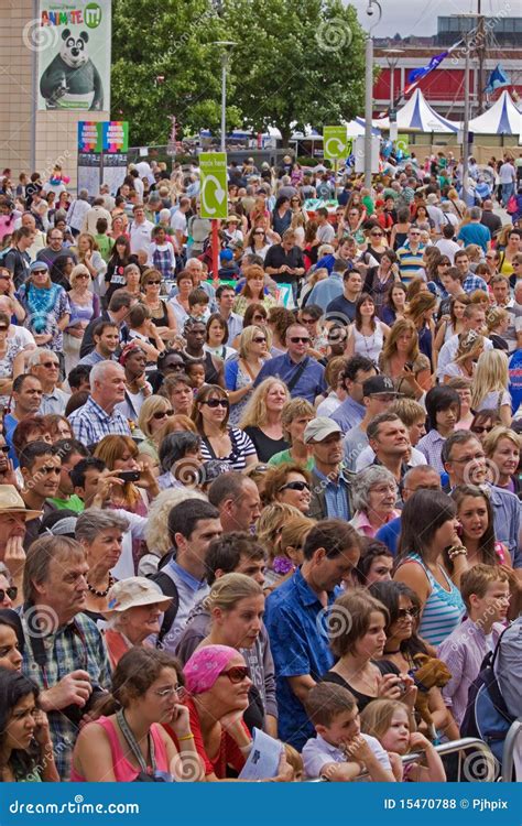 Happy Festival Crowd editorial stock photo. Image of watching - 15470788