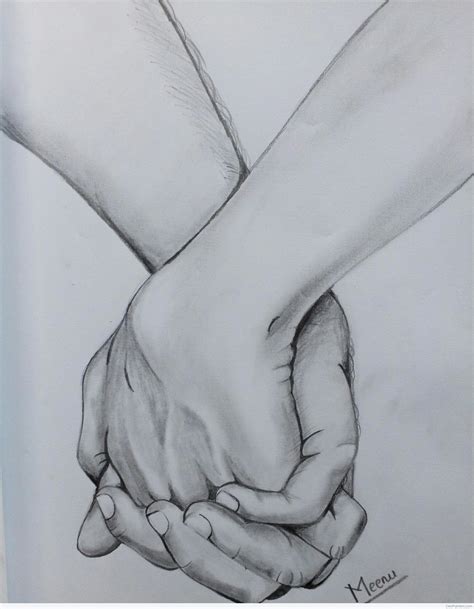 Awesome Pencil Sketch Of Holding Hands - Desi Painters